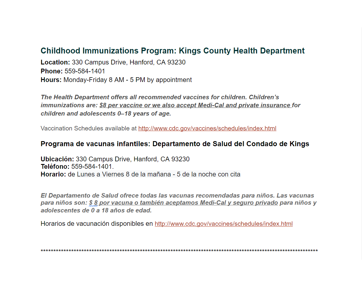 Health Services Armona Union Elementary School District